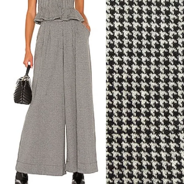 Free People Josie Houndstooth Wide Leg Pants Trousers Black White High Rise Boho - Image 4