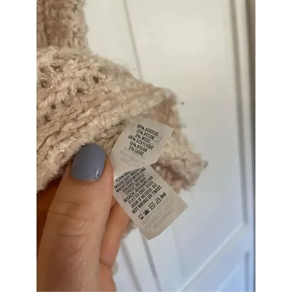 Aerie beige open knit wool blend cowl neck sweater size xs - Image 6