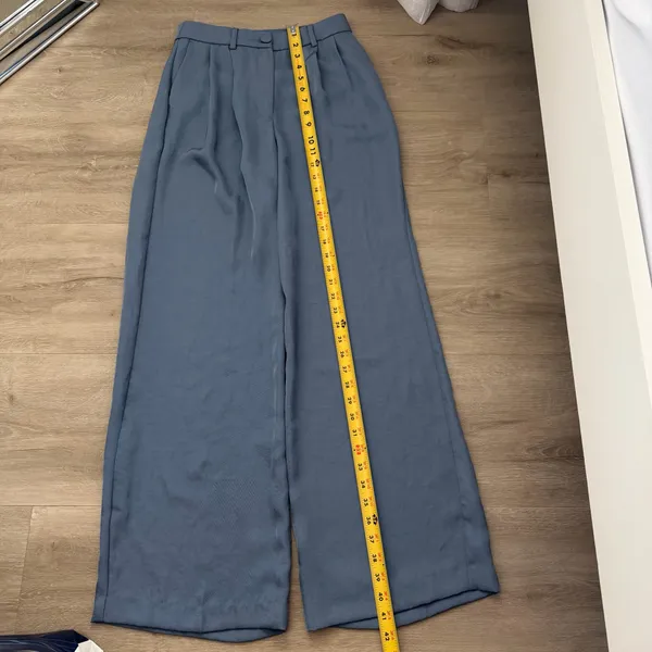 Express slate blue high-waisted pleated wide-leg pants - Image 2