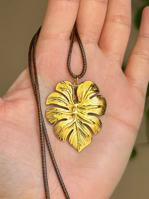Handmade boho fairy monstera plant necklace🌿 - Image 2
