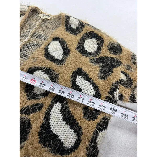 Show Me Your Mumu Mellow Cozi Cardi Golden Ears Leopard Fuzzy Cardigan Medium - Image 9