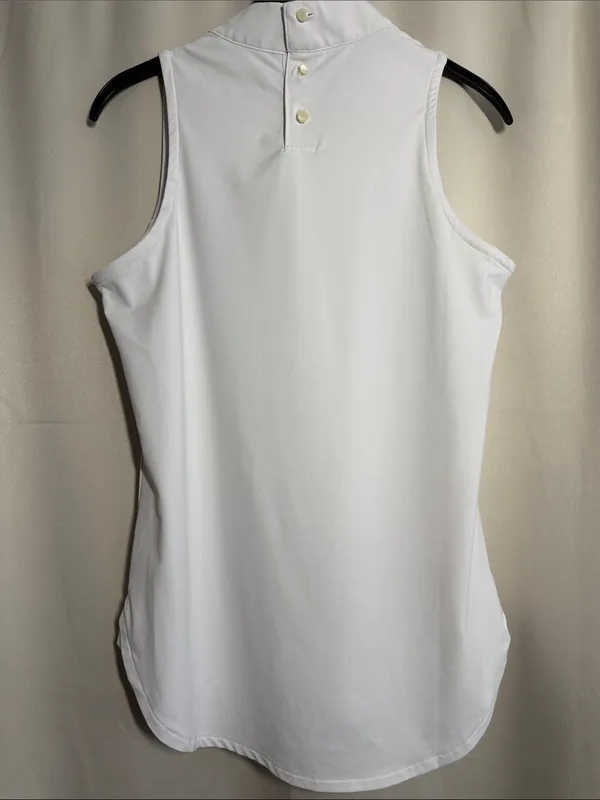 Peter Millar Women’s Mock Neck Sleeveless Button Back White Golf Top UPF 50+ S - Image 2
