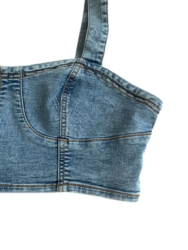 LOVE TRENDS Denim Crop Tank Top Size Medium NEW NWT - Image 7