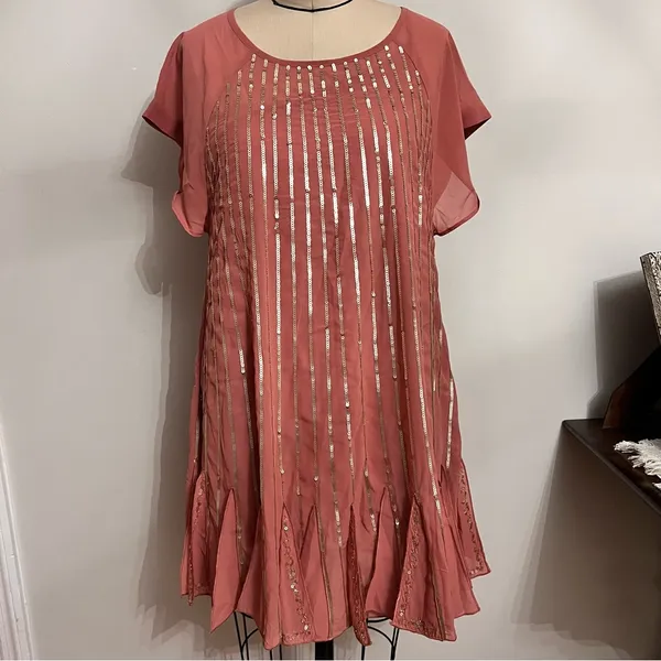 Free People Chiffon Embellished Mini Dress Size Medium - Image 4