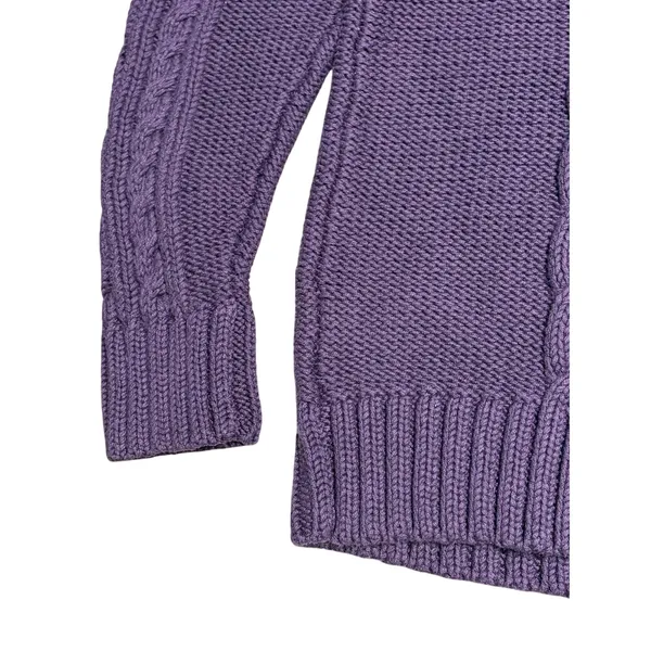 LLBean Royal Purple Cable Knit Long Sleeve Sweater Large - Image 6