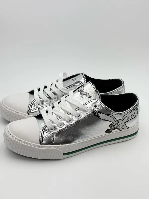 FOCO PHILADELPHIA EAGLES GREEN‎ TEAM COLOR METALLIC CANVAS WOMENS SHOES Size 7 - Image 7