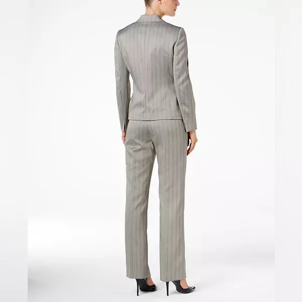 Le Suit New With Tags Women’s Latte Tan Pinstripe Blazer and Pants Suit Set - Image 2
