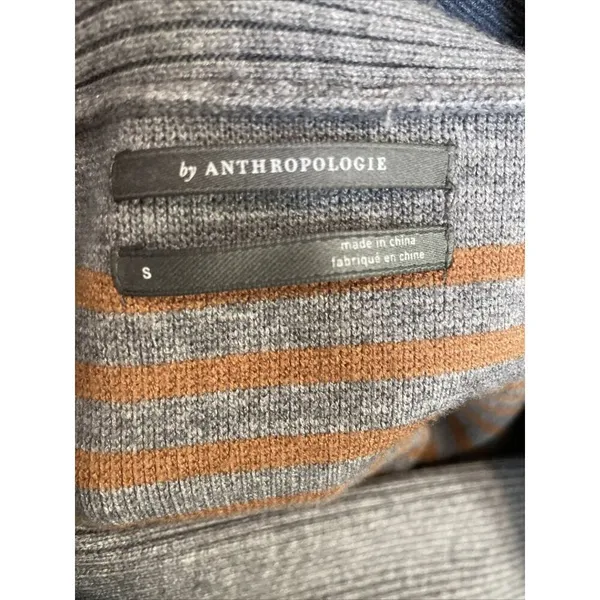 Anthropologie Womens Sweater S Elise‎ Grey Striped Tunic Ribbed Casual - Image 6