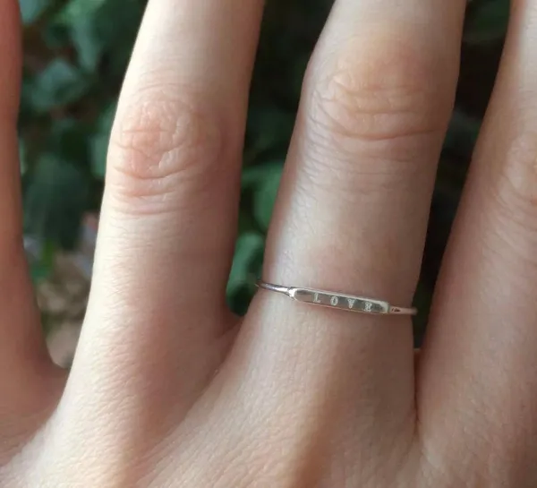 Sterling Silver SIZE 5 Gold Plated Dainty 925 Love Letter Ring - Image 3