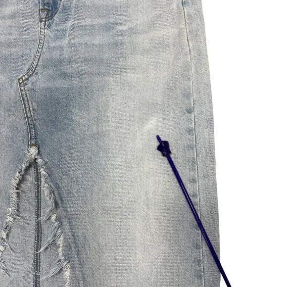 American Eagle 90s Maxi Skirt 4 Light Wash Distressed Denim Slit Grunge READ!‎ - Image 8