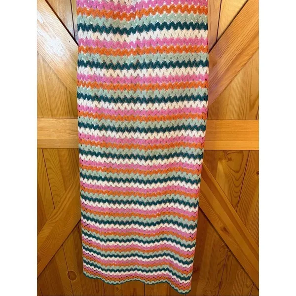 Premier Amour Crochet Cream Multi Chevron Fit + Flare Dress NWT Size Large (6444 - Image 3