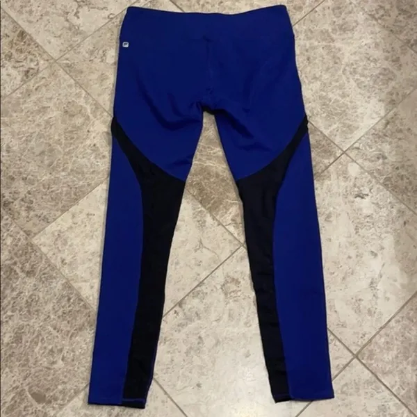 Fabletics Cherise Mid Rise Leggings Mesh Panel Athletic Medium Blue Black - Image 9