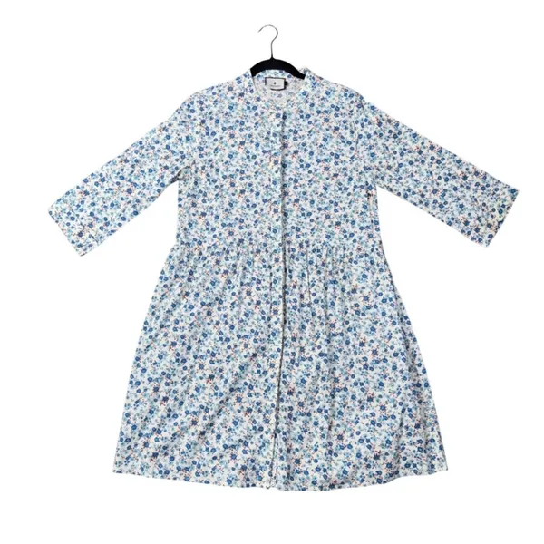 Tuckernuck Floral Drop Waist Dress Women Large Blue White Excellent Mini Pockets - Image 3