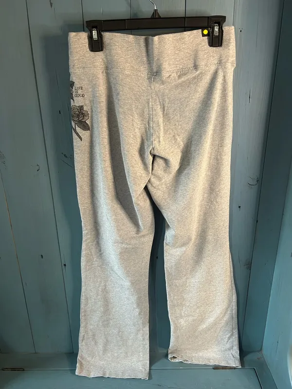 Life Is Good Light Gray Floral-Accent Lounge Pants | Size Medium - Image 3