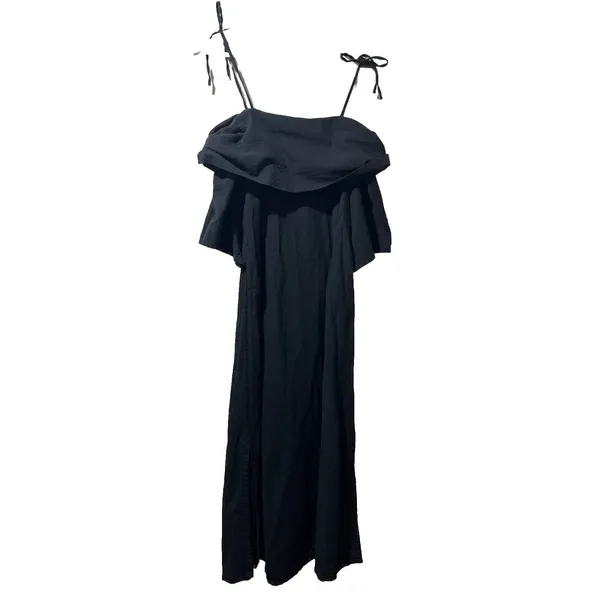 Soft Surroundings Long Black Small Off Shoulder Dress Maxi Slit Spaghetti resort - Image 2
