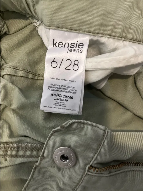 Kensie Light Olive Cargo Jeans - Image 3