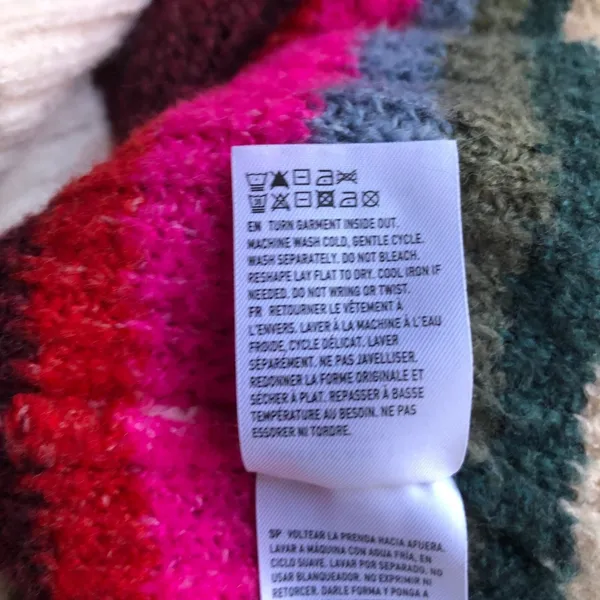 American Eagle Cropped Stripe Sweater Small Colorful Chunky Knit Crewneck Cozy - Image 9