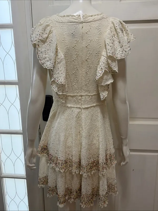 Farm Rio Cotton Beaded Eyelet Mini Dress Size small - Image 11