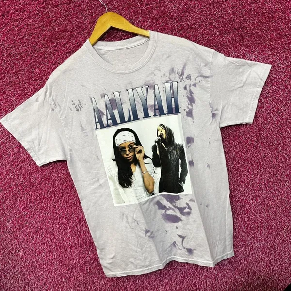 Aaliyah Queen of RNB Purple Tie Dye Tshirt size Large - Image 3
