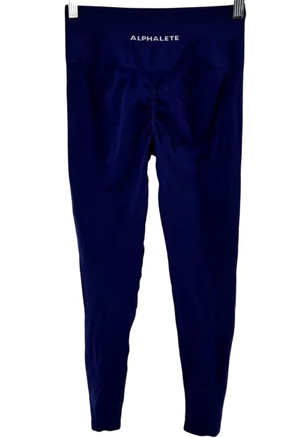 Alphalete Amplify Leggings Seamless Compression High Waist Gym Sapphire Medium - Image 2
