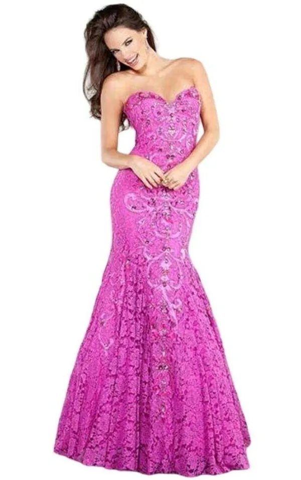 JOVANI Pink Lace Dress Strapless Mermaid Sweetheart Gown Prom Formal Gala 6 NWT - Image 15