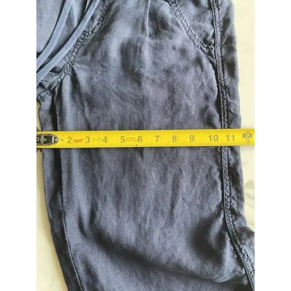 Athleta Linen Reverie Pants Sz 2 Navy Blue Drawstring Elastic Waist Wide Leg - Image 5