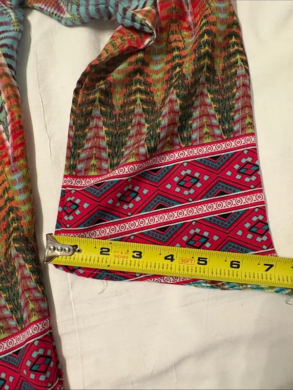 new directions Multicolor Zigzag Tie-Neck Women’s Tunic SZ L - Image 9