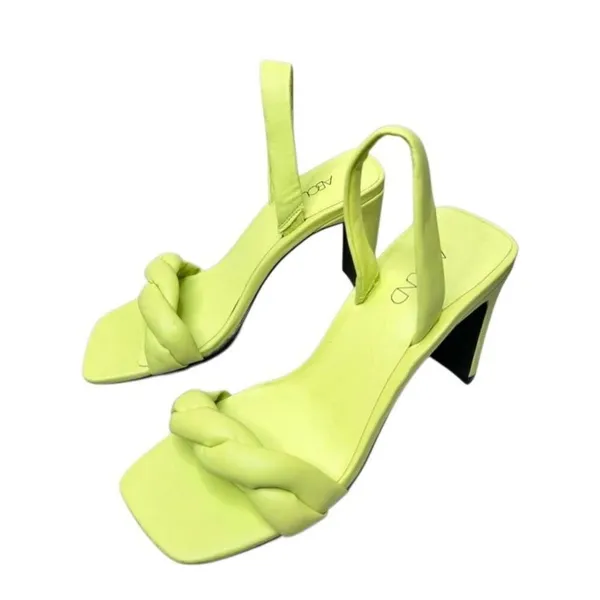 Abound Abryleigh Neon Lime Green Twisted Strap Square Toe Block Heel Sandals 5.5 - Image 2