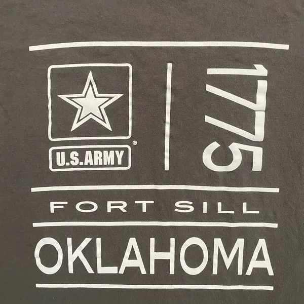 Gildan U.S. Army Fort Sill Oklahoma Grey and White Women’s T-Shirt - Image 2