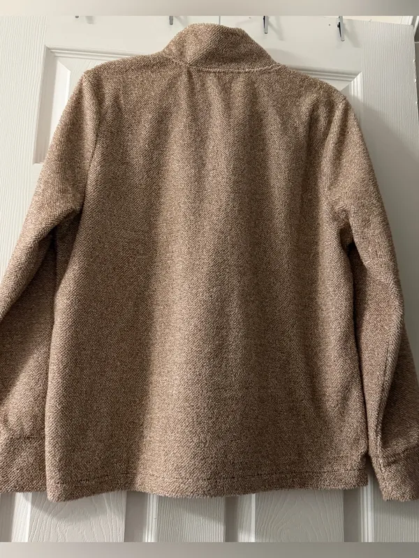 NWT Eddie Bauer Sherpa Henley Pullover Fleece Large Beige Cozy Sweater - Image 3