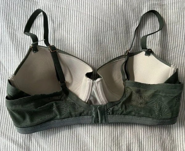 Lace Green and Tan Bra with Rose Gold clasps - Image 2