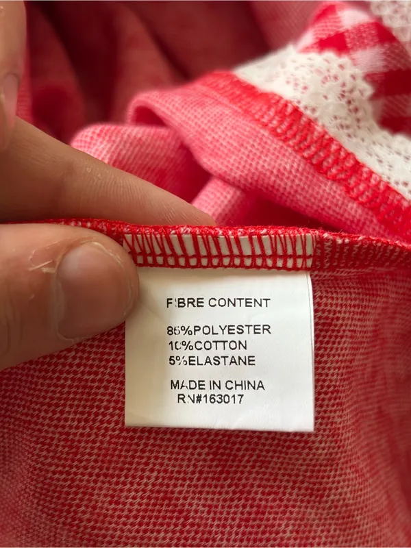 Princess Polly red and white red check gingham boho lace midi skirt size US 10 - Image 11