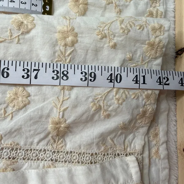 Tularosa Small Midi Dress Cream Floral Embroidery Lace Trim Boho Button Front - Image 10