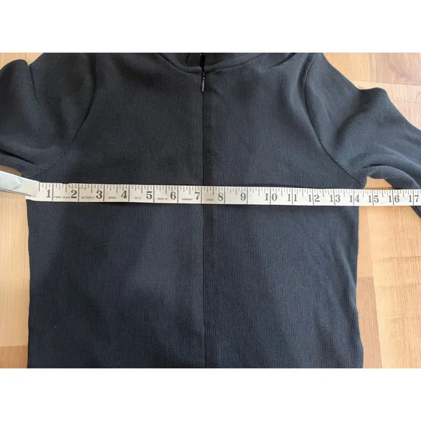 Abercrombie & Fitch Soft A&F Rib Full Zip Long Sleeve Top Black Medium - Image 8