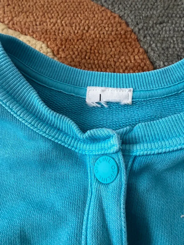Offline by Aerie Throwback Snap Fleece Crewneck Sweatshirt Blue Cropped Size XXS - Image 2