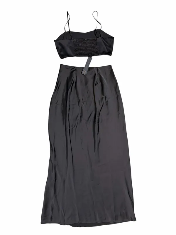 NWT House of Harlow 1960 Black Satin Crop Top Maxi Skirt 2 Piece Set Size Small - Image 13