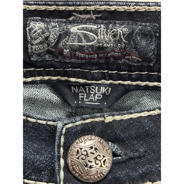 Silver Jeans NATSUKI Flap Bootcut Dark Wash‎ Low Rise EmbroideryGems Size 29x31 - Image 2