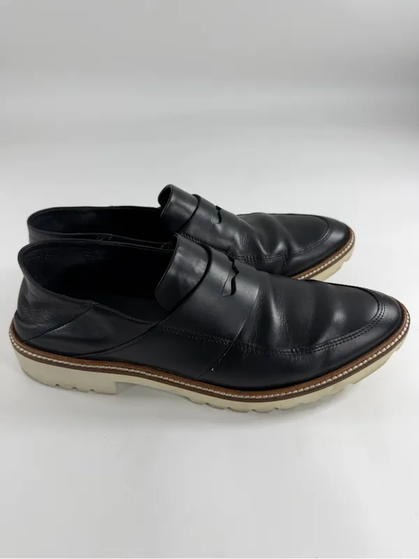 ECCO Dress Loafers‎ Women's EU 40 US 9 Black Leather Lug Sole Slip On Shoes - Image 4
