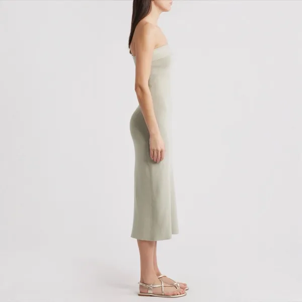 New! Free People Ravena Strapless Maxi Sweater Dress Lima Bean Size Large - Image 3
