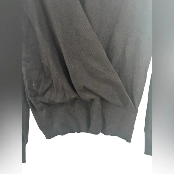 Ann Taylor Factory Black Wrap Front Knit Sweater XS Workwear Business Casual - Image 4