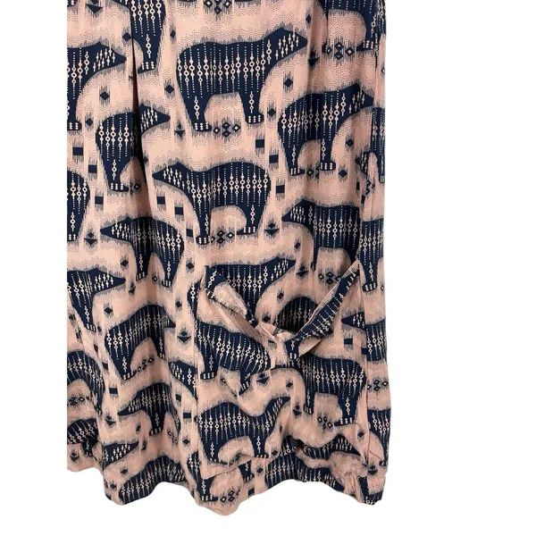 Anthropologie Mauve Short Sleeve Pull Over Pink Zola Bear Print Shift Dress 4 - Image 6