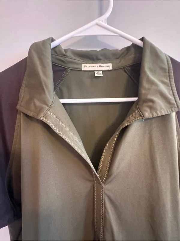 Fairway & Greene Women's XL Olive Colorblock‎ Golf Polo Performance shirt - Image 3
