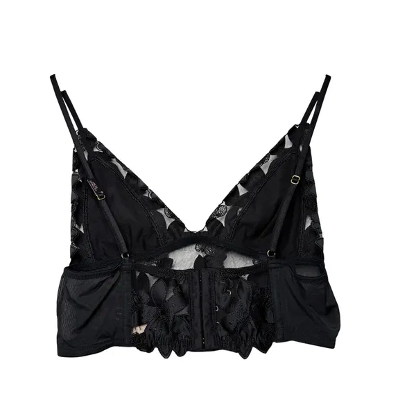 Victoria's Secret Unlined Floral Embroidered Longline Bralette Black Size M NWT - Image 5