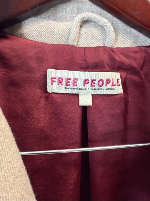 Free People Hannah Slouchy Blazer Pea Coat Jacket L - Image 3