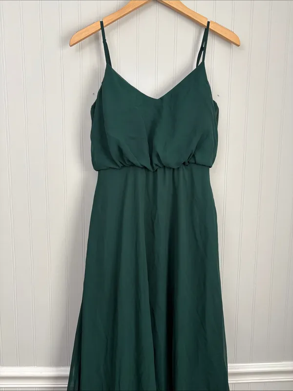 Birdy Grey Gwennie Chiffon Blouson Maxi Dress Women Size Small Dark Green - Image 4