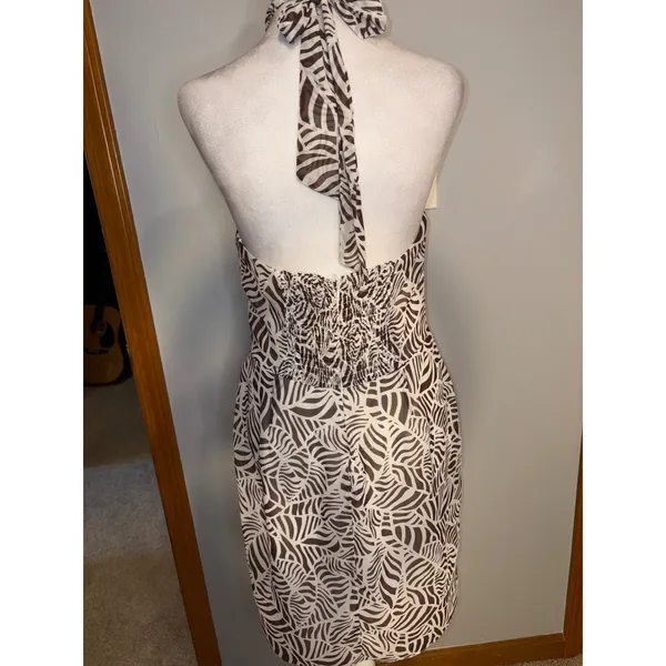 Toccin x‎ RTR Brown White Zebra Print Halter Mini Dress Size 8 Smocked Back - Image 11