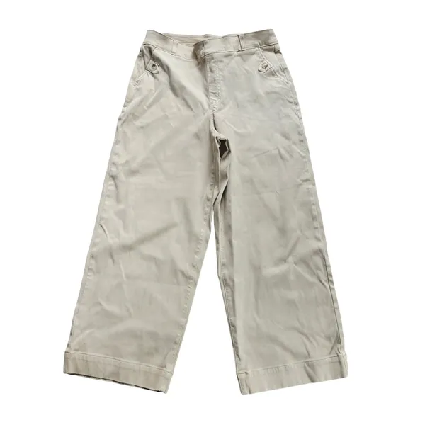Spanx Stretch Twill Wide Leg Crop Pants Soft Sage‎ Beige 20312R Womens Large XL - Image 3