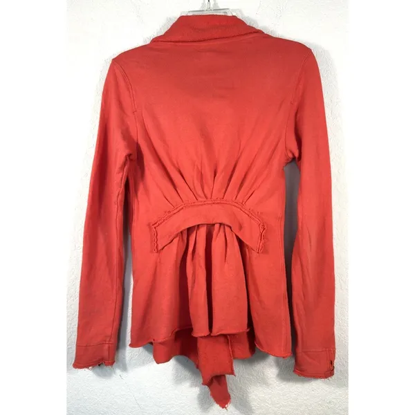 Free People We The Free Ebb & Flow Asymmetrical Zip Ruffle Sweater Size M Y2K - Image 2