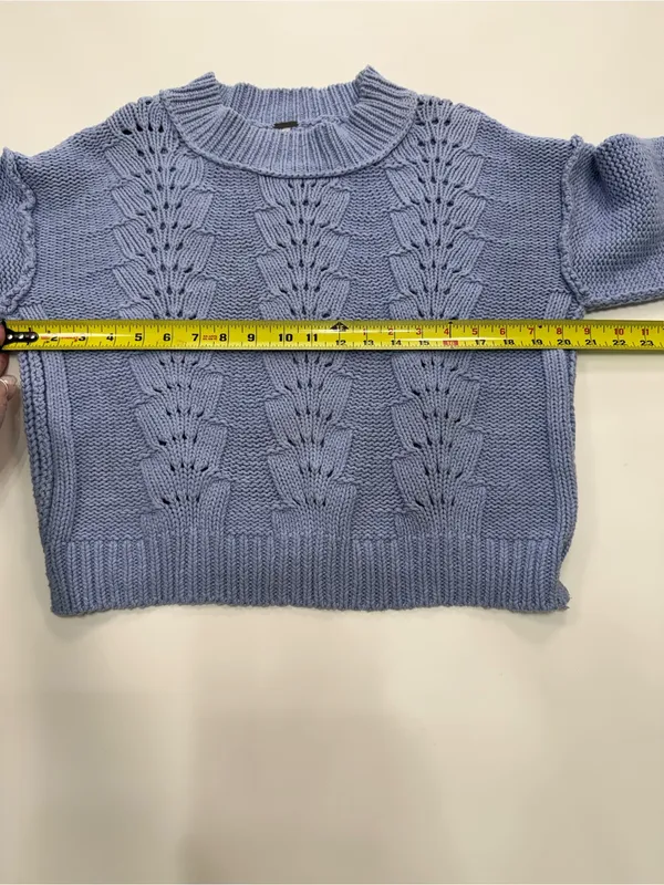 Free People Lavender Blue Cropped Crew Sweater - Image 4
