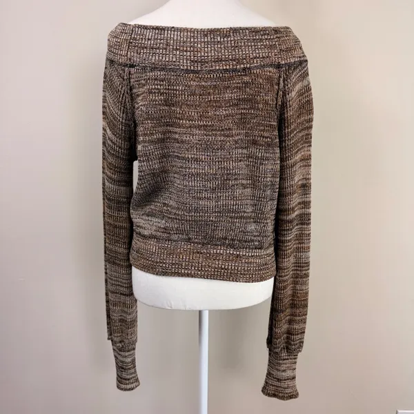 Free People Sugar Rush Off‎ The Shoulder Sweater Long Sleeve Cropped - Image 2